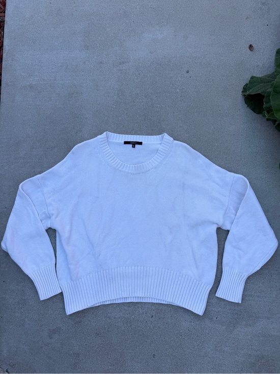 Quince Sweaters - Quince White Organic Cotton Knit Long-Sleeve Sweater Coastal Size Small
